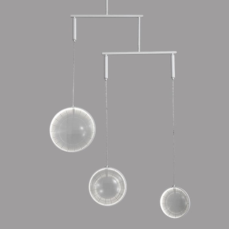 Lámpara de lente de vidrio transparente Simplicidad de 3 luces White Hanging Lighting para escalera