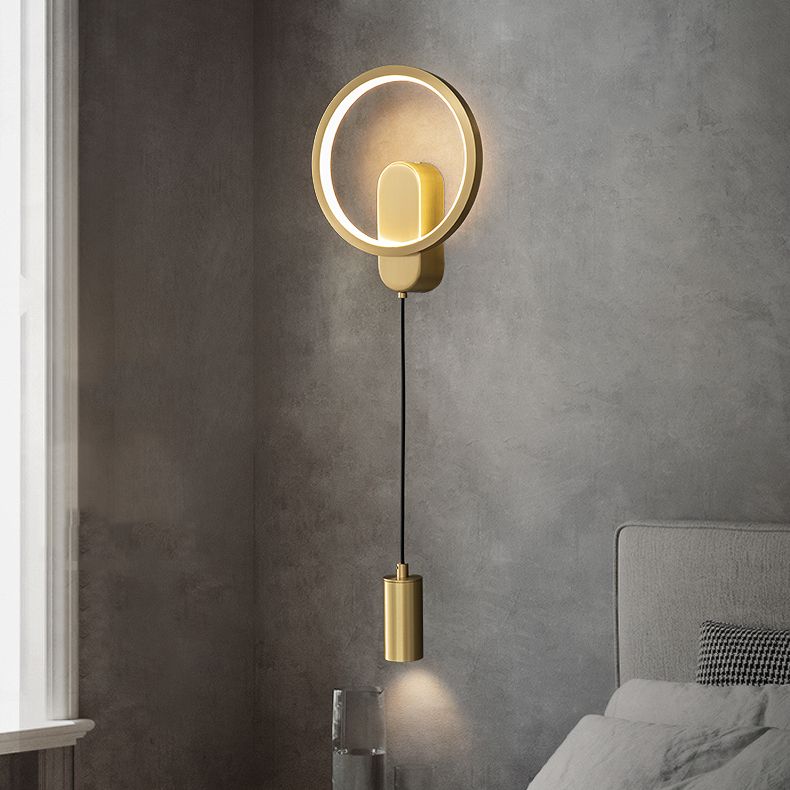 Modern Brass LED Wall Light Geometric 31" High Reading Wall Sconce for Living Room