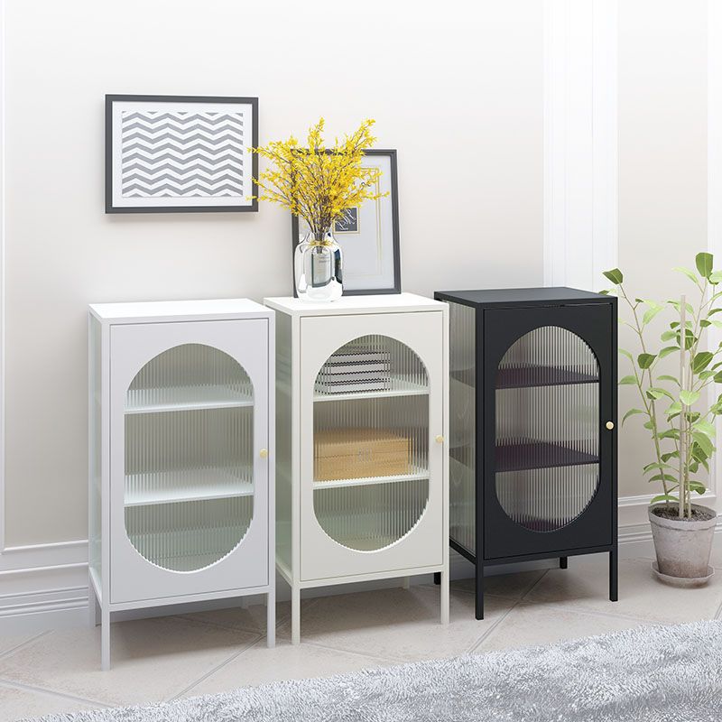 Modern Metal Curio Cabinet Glass Doors Buffet Cabinet for Dining Room