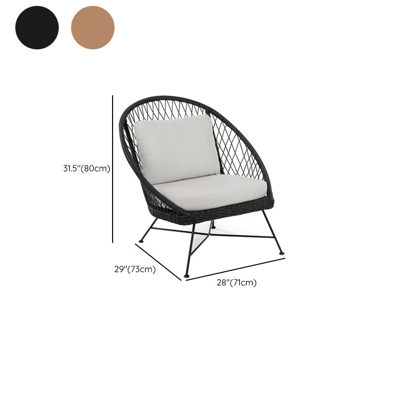 Tropical Outdoors Dining Chair Rattan Side Chair with Cushion