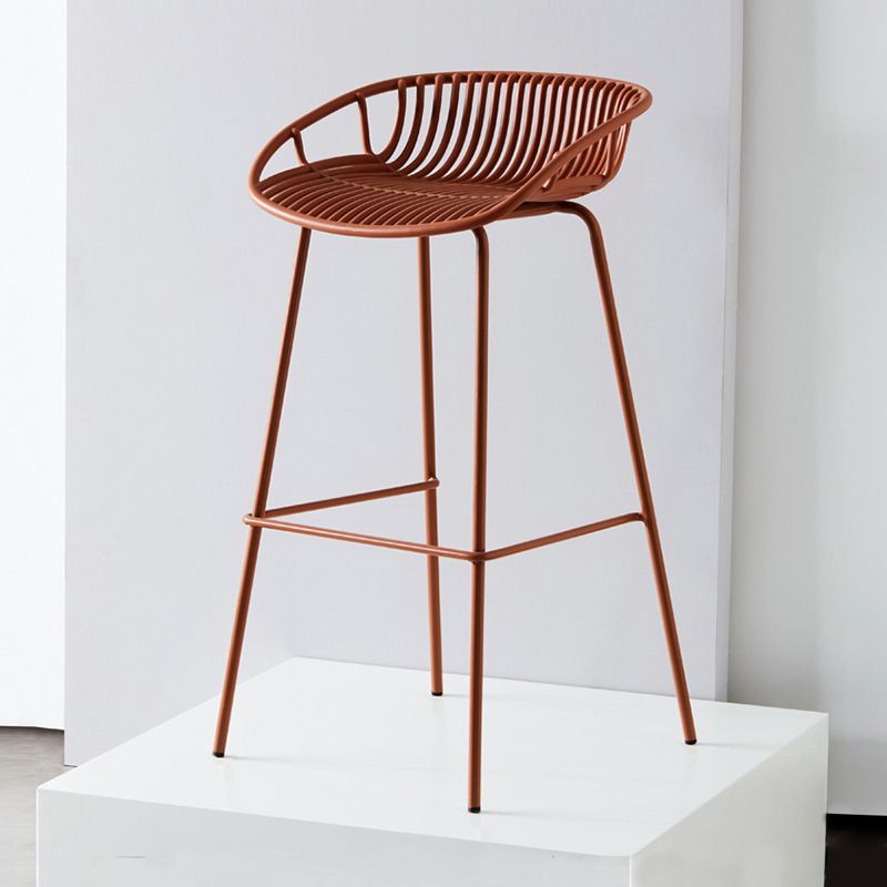 Industrial Metal Stool Metal Low Back Counter Stool in Matte Finish for Indoor