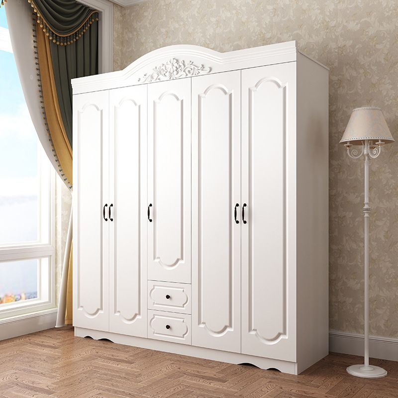 French Country Wardrobe Wood Soft Close Door Wardrobe Closet with 2 Drawer