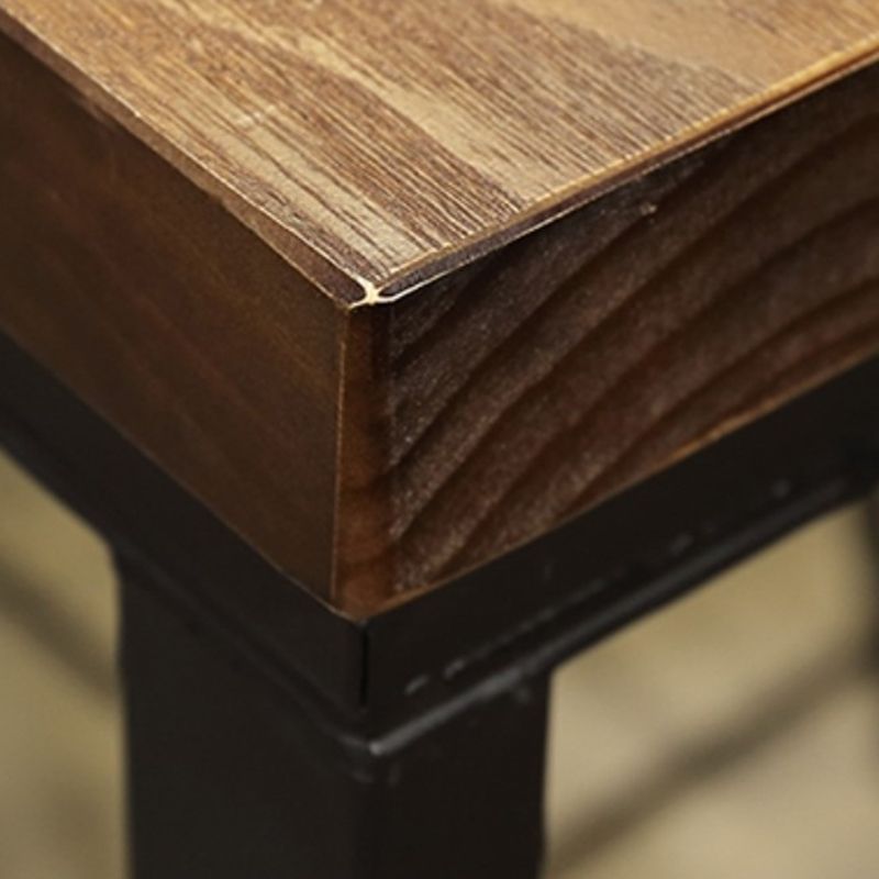 Coffee Shop Rectangle Wood Top Counter Table Iron Base Industrial Bar Table