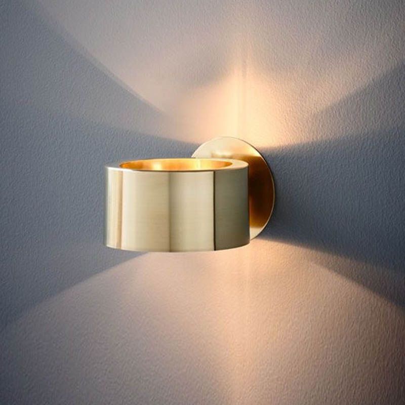 Drum Wall Mounted Light Minimalist Metal 1 Head Living Room Wall Lighting Fixture in Gold