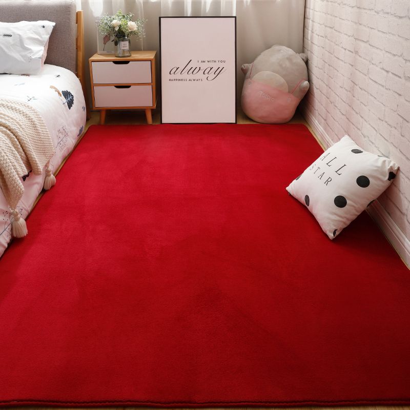 Contemporary Plain Rug Casual Polyester Carpet Non-Slip Area Rug for Living Room