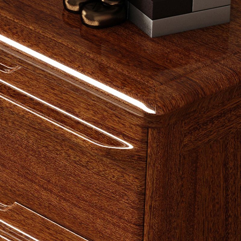 Contemporary Walnut Wood Storage Chest Bedroom Chest with Drawers