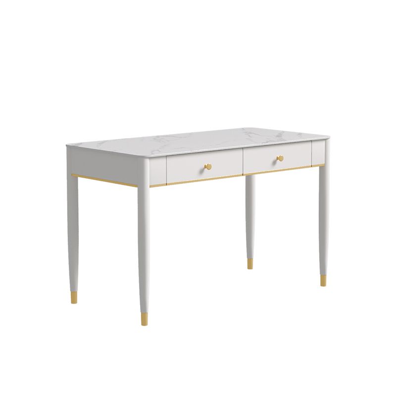 2 Drawers Writing Desk Rectangular Shaped Office Desk in White