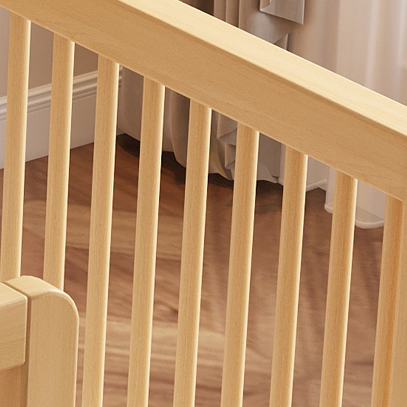 Contemporary Nursery Crib with Adjustable Height in Natural Wood