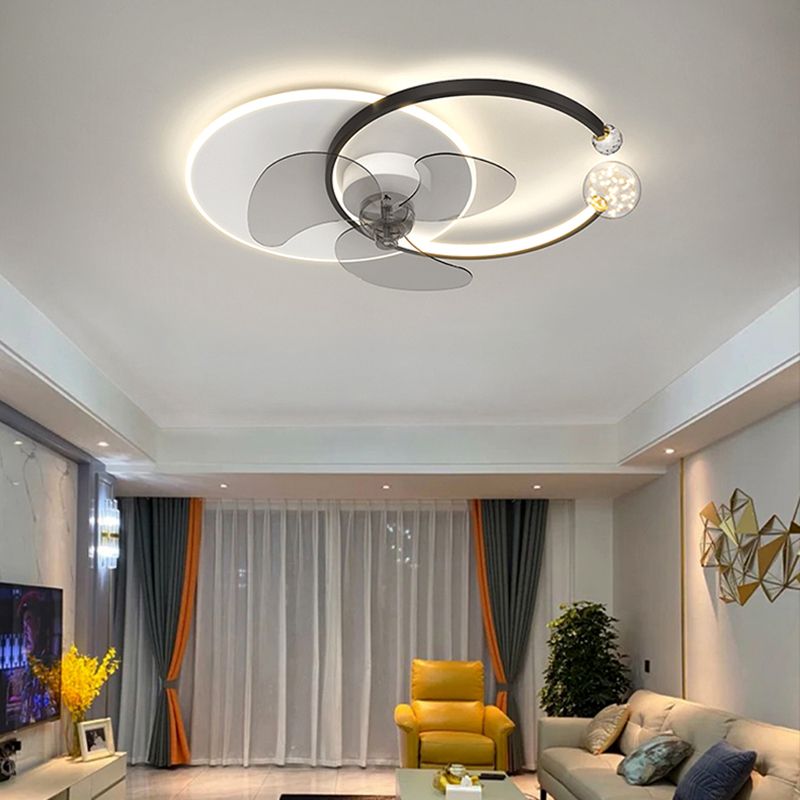 Contemporary Geometric Fan Light Metal LED Flush Mount Light for Living Room