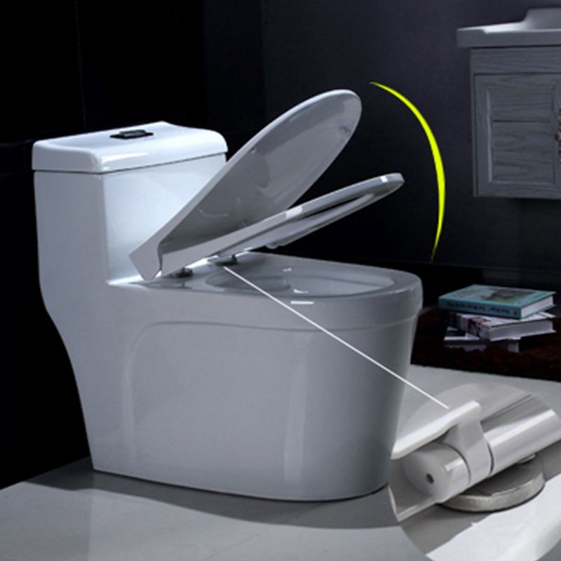 Contemporary White Flush Toilet Floor Mount Toilet Bowl for Washroom