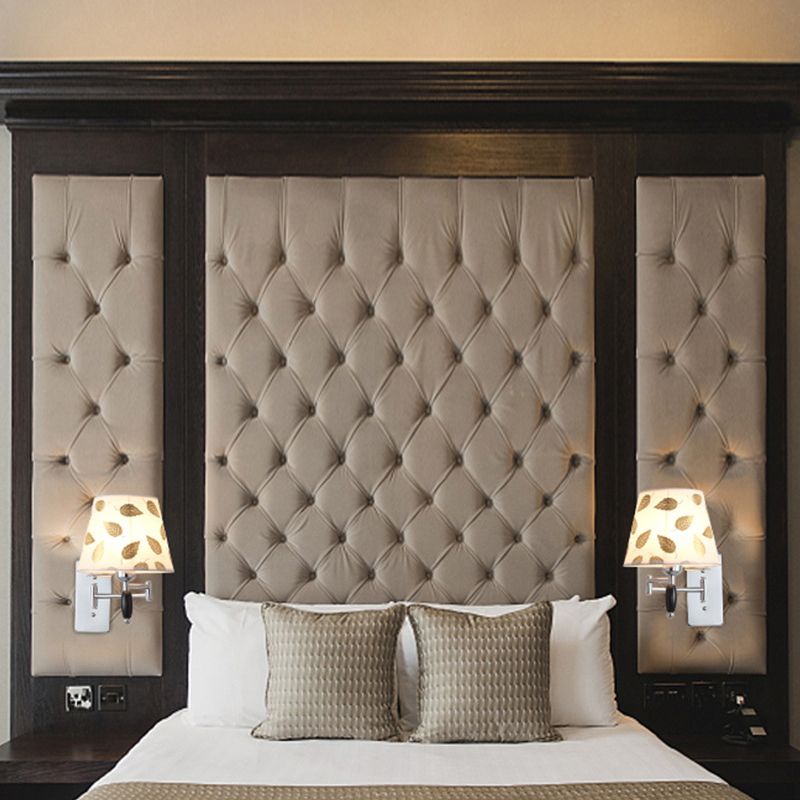 Modern Style Simple Wall Light Natural Burlap Shade Swing Arm Wall Sconce