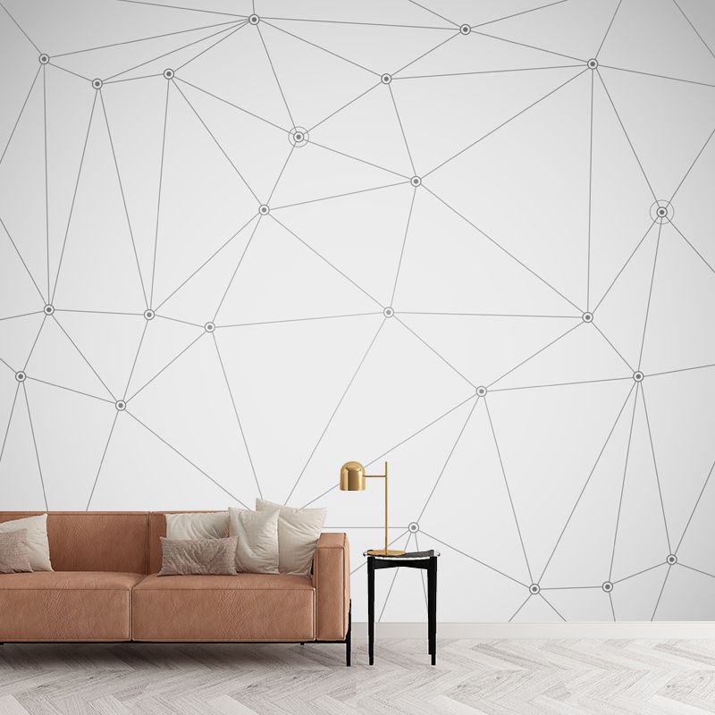 Geometric 3D Nets Mural Decal Contemporary Non-Woven Cloth Wall Art in Black-White