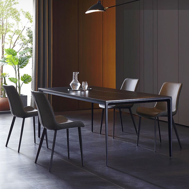 Mesa de comedor de piedra sinterizada estilo moderno Mesa rectangular con base de 4 patas