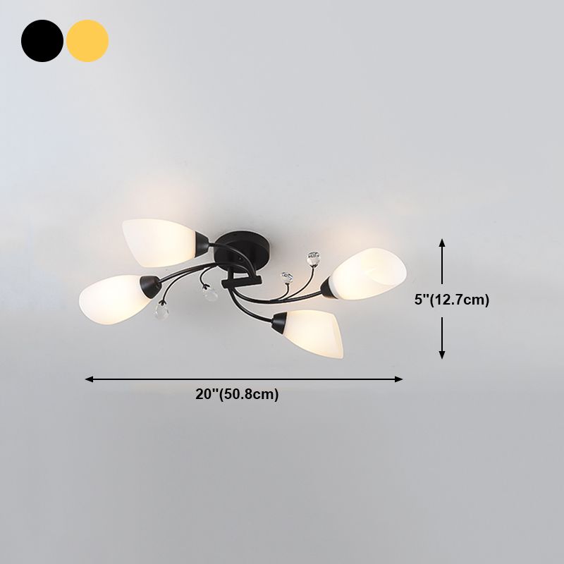 Lámpara tradicional de la semi rascada iluminación de techo de dormitorio múltiple con tono de vidrio de campana