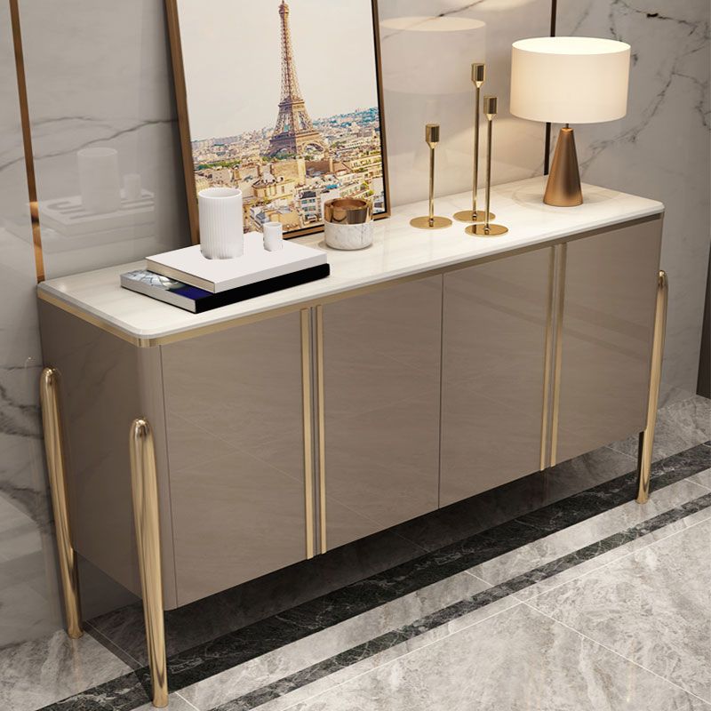 Glam Style Credenza Stone Buffet Stand with Cabinets and Drawers