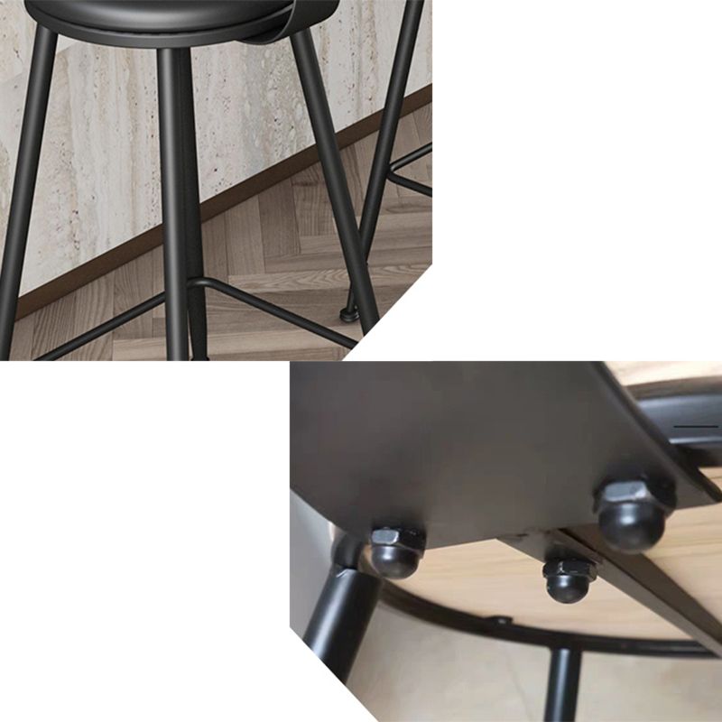 Taburete industrial sin brazos para mostrador, taburete de bar de hierro para cajero con cojín de cuero