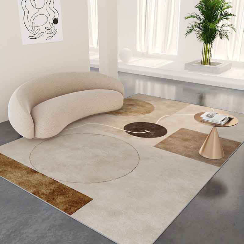 Modern beige vloerkleed kleurblok polyester vloerkleed antislip rug voor woondecoratie
