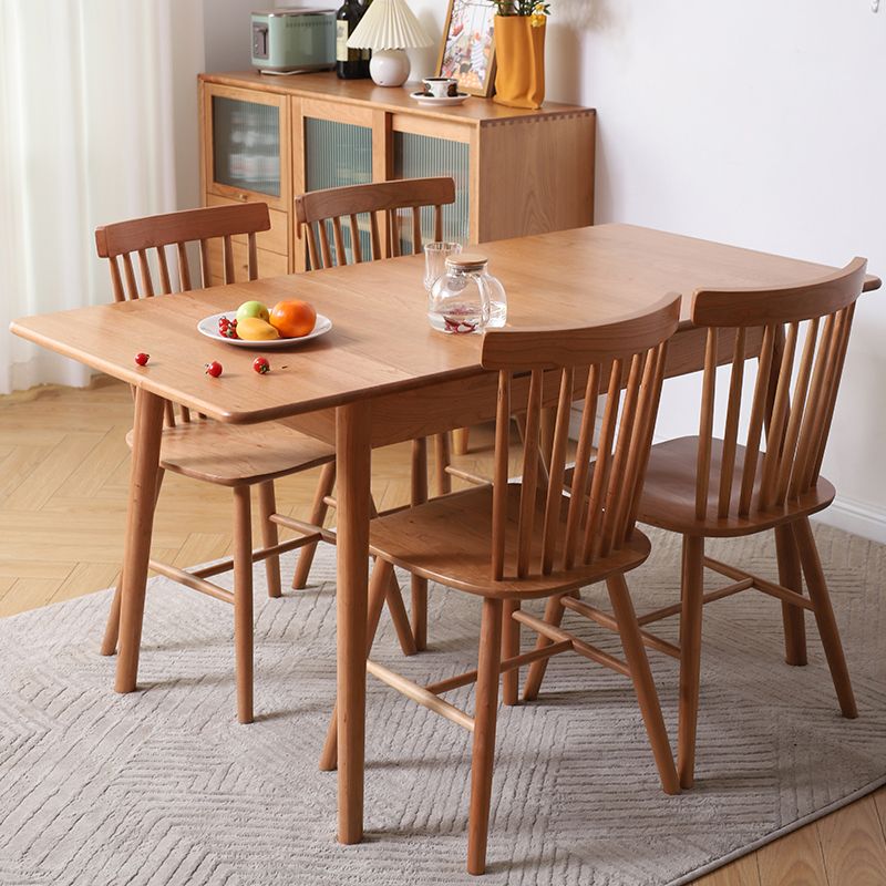 Mesa de comedor de madera de cereza extensible en la naturaleza Mesa de cocina rectangular con 4 patas