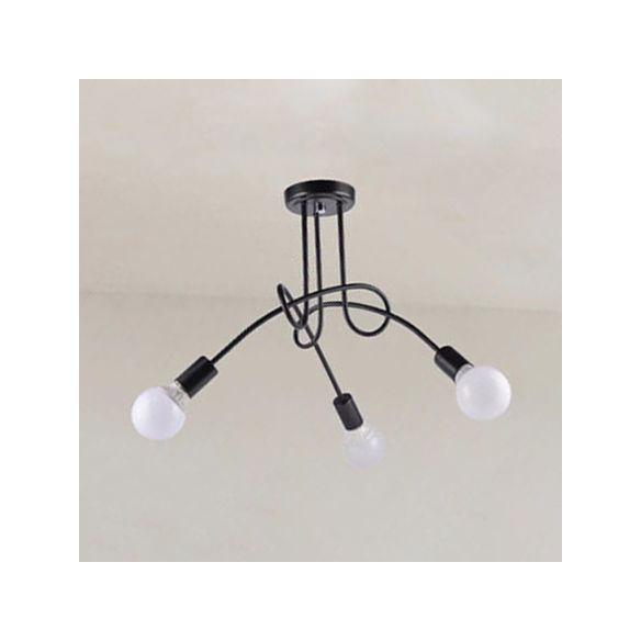 Montaje empotrado de techo de 3/5 cabezales con brazo giratorio, iluminación de montaje semiempotrado de cocina elegante Retro de Metal en blanco y negro