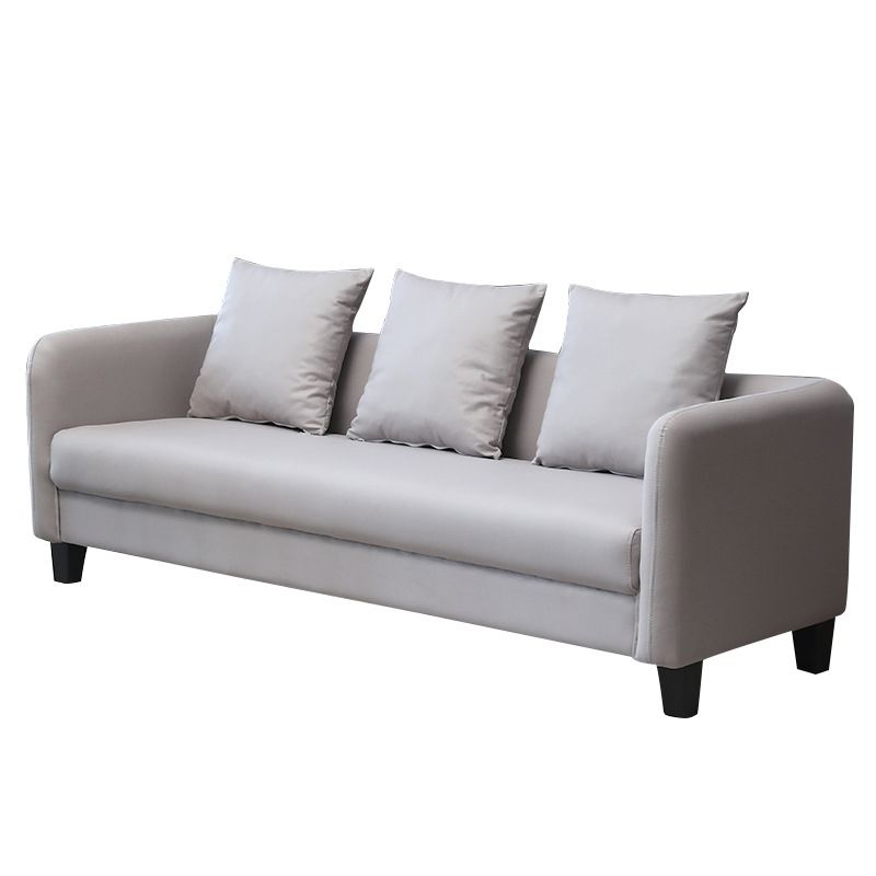 Scandinavian 3-seater Faux Leather Sofa Pillow Back Couch with Tuxedo Arm