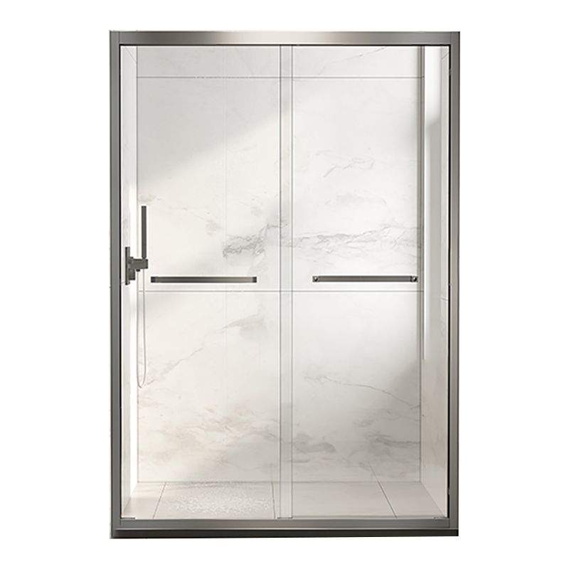 Single Sliding Semi-Frameless Shower Door Silver Clear Shower Doors