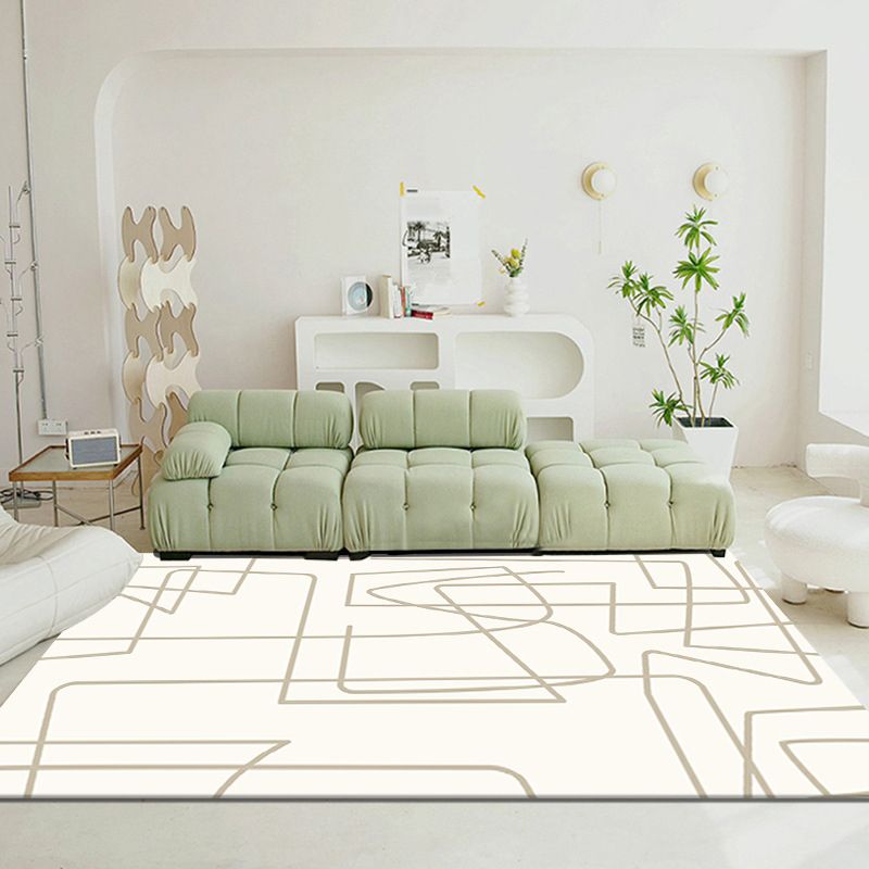 Light Brown Modern Rug Polyester Line Rug Stain Resistant Rug for Home Decor