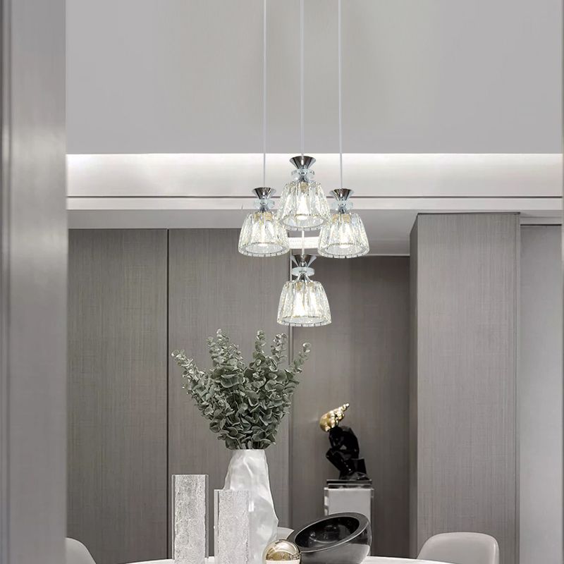 Glockenförmige Kristallcluster Anhänger moderne Chrom -LED -LED Hängende Licht für Esszimmer