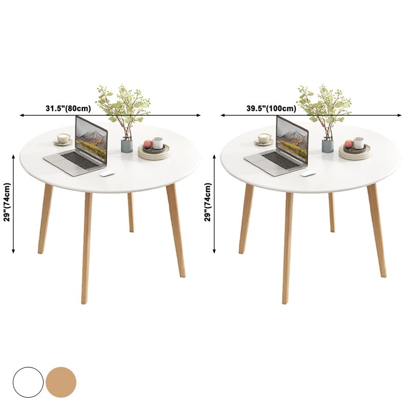 Round Solid Wood Two-Color Dining Table Simplicity 4 Legs Table for Dining Room