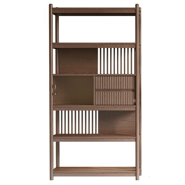 Rectangular Wood Cabinet, Mid-Century Modern Glass Paned Door Storage Cabinet
