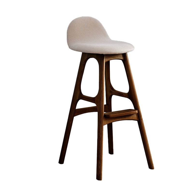 Ash Solid Wood Frame Armless Bar Stool Indoor Upholstered Bar Stool