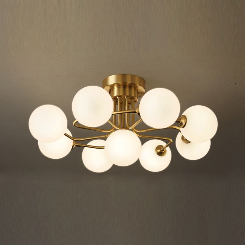 Contemporary Sphere Flush Light Fixture Glass Flush Mount Ceiling Fixture in Gold