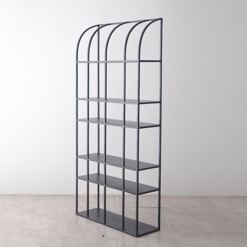 Industrial Metal Bookcase Etagere 5 Shelves Open Back Bookshelf