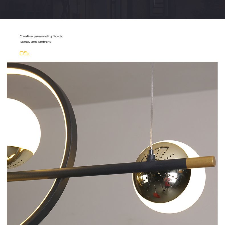 44" Length Contemporary Style LED Island Light 7-Lights Minimalism Design Dining Room Hanging Lighting Fixture