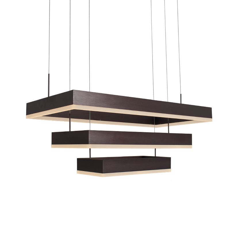 Coffee Rectangular de 3 niveles LED moderno de aluminio LED colgante para comedor