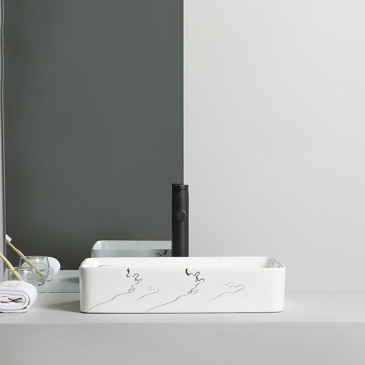 Modern Porcelain Trough Sink Oval-shape Trough Bathroom Sink