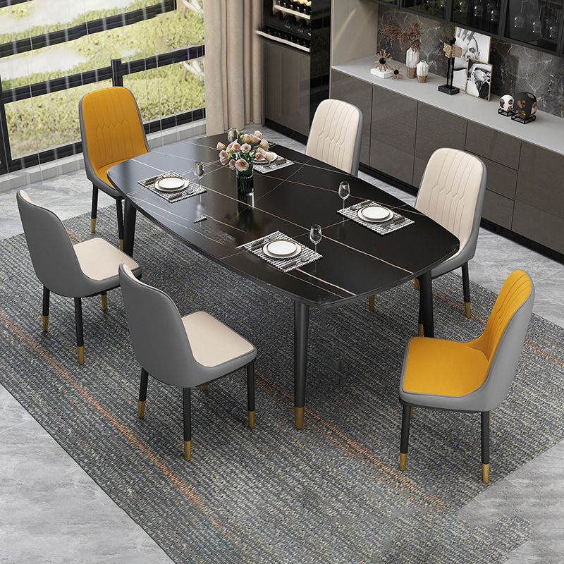 Glam Style Rectangle Dining Table Stone Top Dining Table with 4 Legs