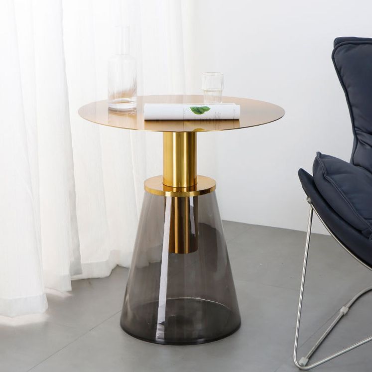 25.2" Tall Contemporary Style Side End Table Glass Pedestal Round Sofa Side Accent Table