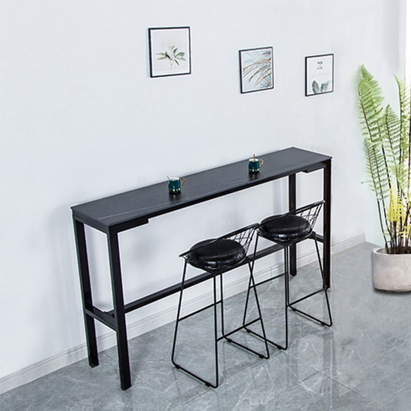 Contemporary Style Bar Table Stone Bar Dining Table with Footrest