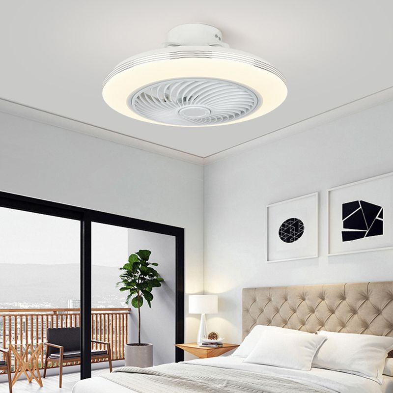 1 - Light LED Ceiling Fan Plastic and Acrylic in White Fan Fixture