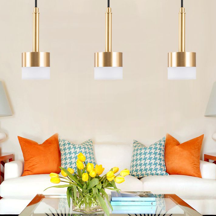 Gold Drum Ceiling Hanging Light Nordic 1 Head Metal Hanging Pendant Light for Bedroom