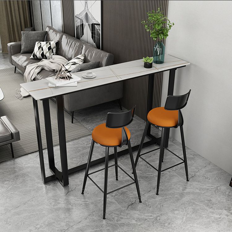 Modern Style Low Back Bar-stool Round Seat Counter Bar Stool with Metal Legs for Home