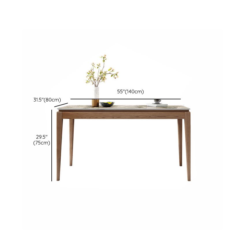 Rectangle Stone Top Dining Table Mid-Century Dining Table for Dining Room