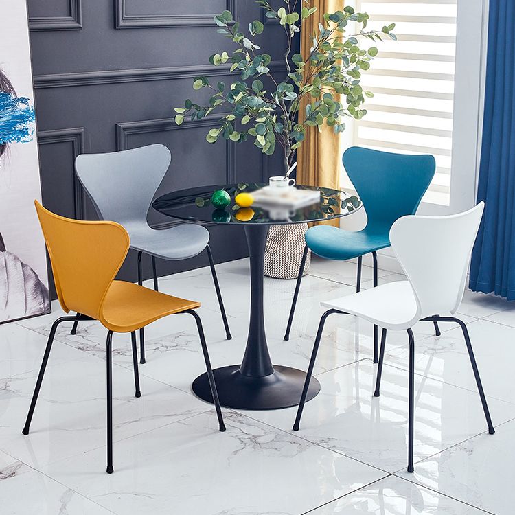 Sillas de comedor de metal contemporáneo, silla lateral sin brazos para cocina
