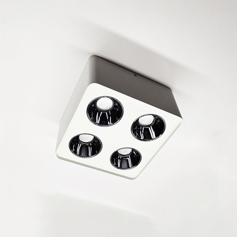 Plafonnier LED de forme carrée, Style Simple et moderne en aluminium, 4 lumières encastrées pour chambre à coucher