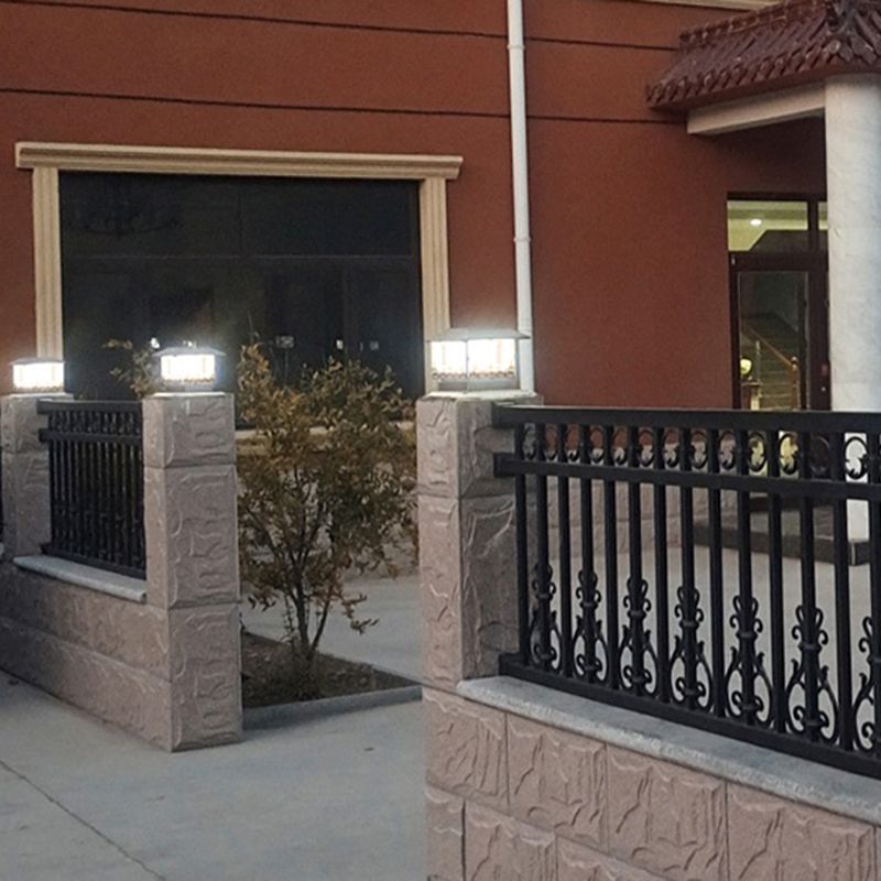 Modern Solar Energy Pillar Lamp Bronze Square Outdoor Light for Garden