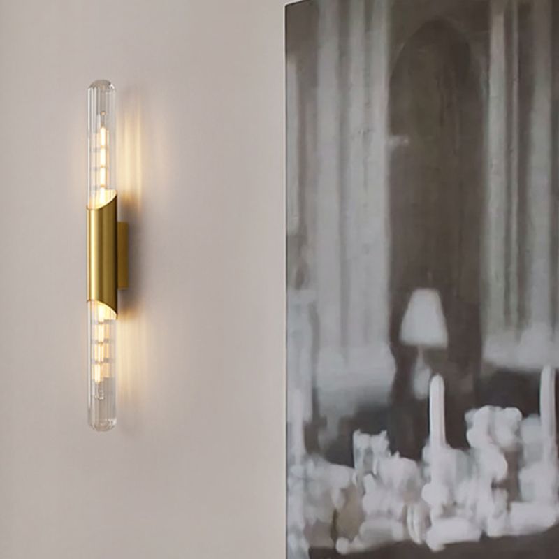 Linear Shape Metal Vanity Sconce Light Modern Style 2-Lights Vanity Mirror Lights in Gold