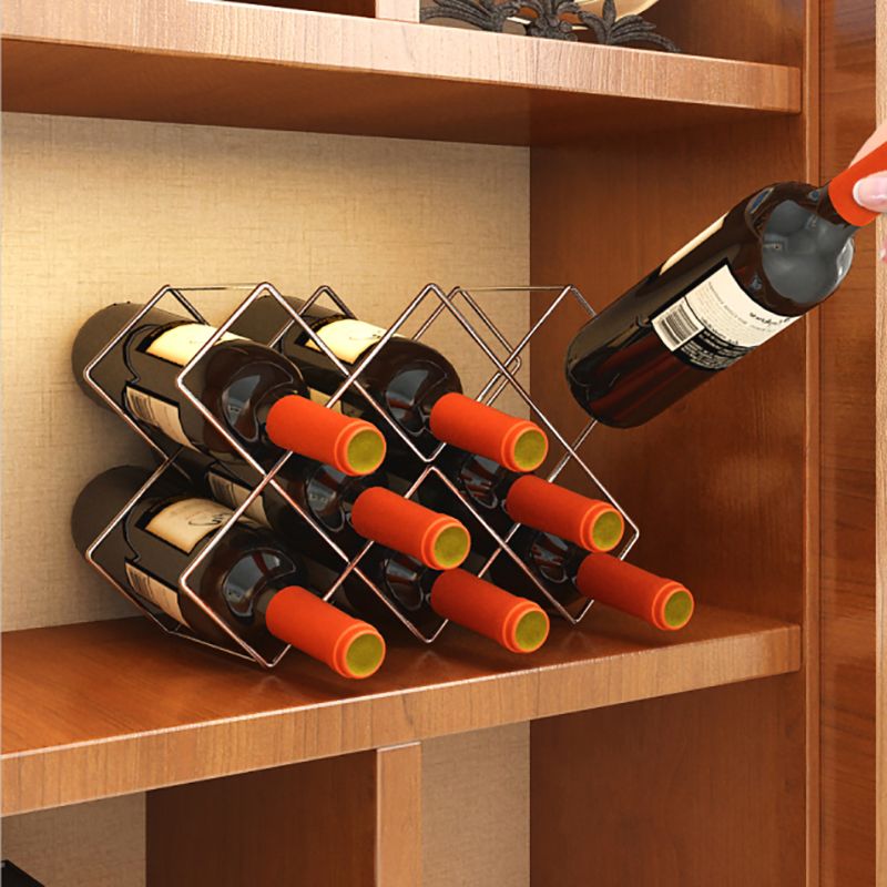 Contemporary Metal Wine Rack Bottle Tabletop Or Countertop Free-Stand Bottle Holder