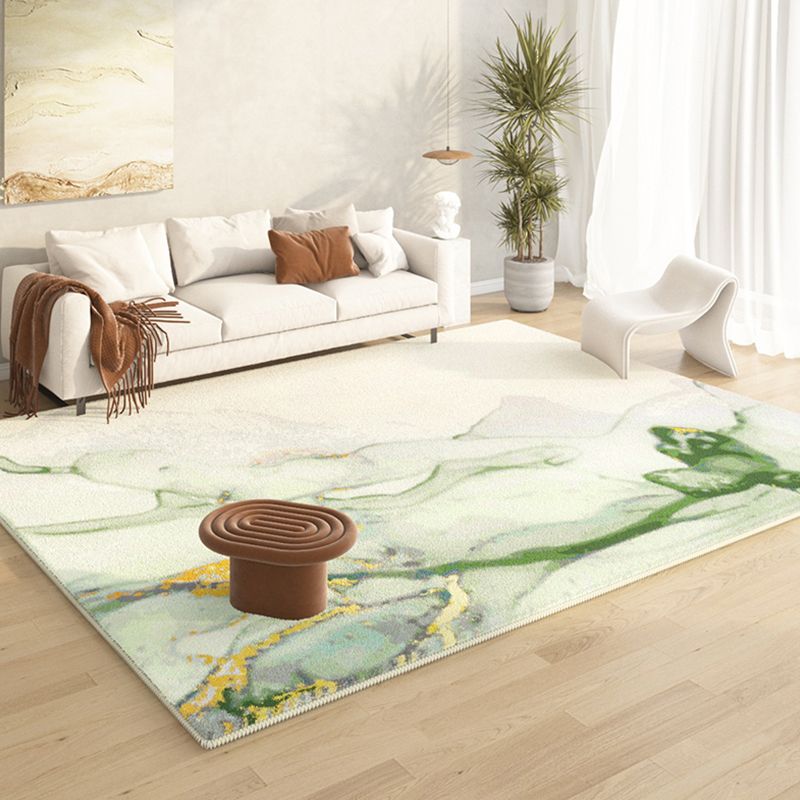 Green Modern Rug Polyester Color Lump Area Rug Non-Slip Backing Rug for Living Room
