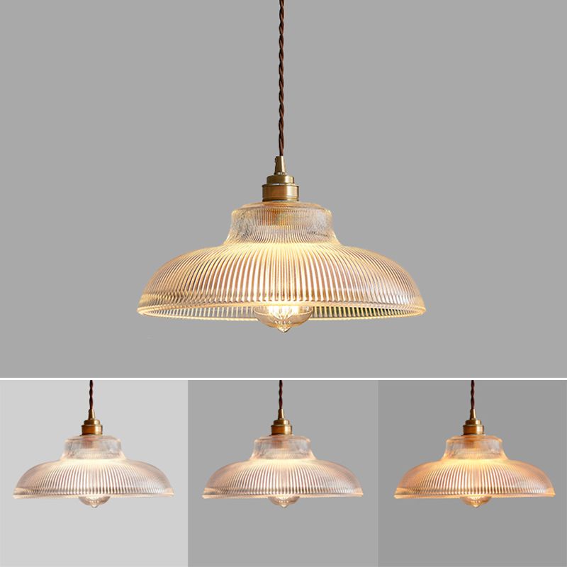 Retro Industrial 1 Light Anhänger Prismatische Klarglas Kuppel Anhängerlampe für Coffeeshop