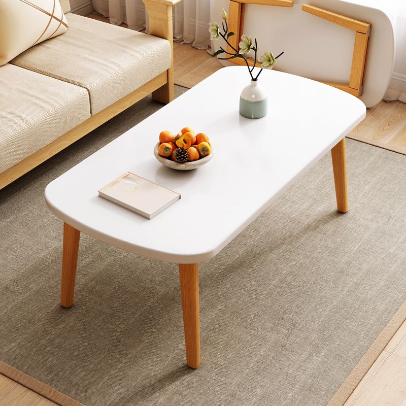 Foldable Wooden Coffee Table Elliptical 4 Legs Cocktail Table